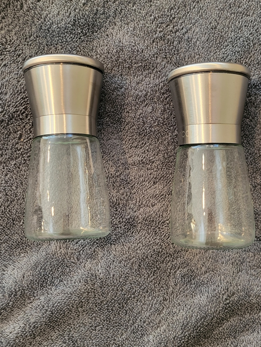 Stainless Steel & Glass Salt and Pepper Mills - Set of 2
